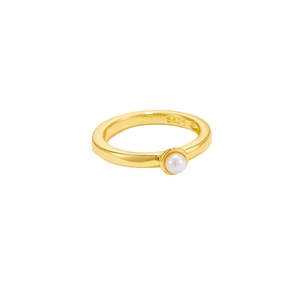 Anillo de perlas minimalista en plata de ley S925 bañada en oro con acabado pulido