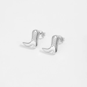 Minimalist S925 sterling silver cowboy boot stud earrings with engraved hallmark