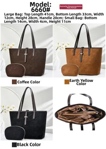 Detailed view of tote bag interior compartments and dimensions for 2-piece bag set