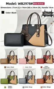 Two-piece handbag set with textured stripes, detailing 7 colors and size 31x14x24cm