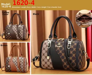 Detail view of structured boston bag showing interior compartments and color options
