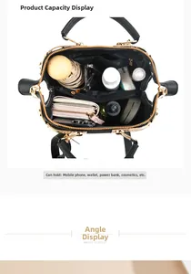 Top view of black lychee leather handbag showing spacious multi-compartment interior