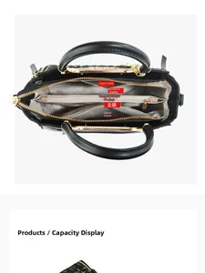 Top view of the internal compartments and spacious layout of the woven texture handbag