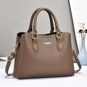 Women Large Capacity PU Leather Handbag Fashion Lychee Texture Shoulder Bag Minimalist Commuter Crossbody Bag With Adjustable Strap Golden Hardware Work Travel Casual Purse