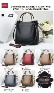 Litchi pattern leather tote bag showing multi-compartment interior and six color options