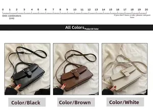 Detailed comparison of vintage style handbags in black, brown and beige colors with a ruler