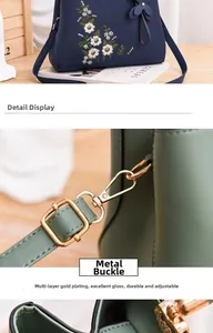 Macro detail of high-gloss gold-plated hardware on a Chinese style floral handbag
