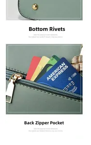 Details der Metallnieten am Boden und der hinteren Reißverschlusstasche der Ledertasche