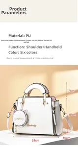 Guide des tailles de sac à main blanc en cuir PU mesurant 24x10x18cm