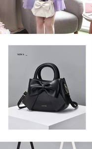 Vue détaillée du sac à main pour femme avec grand nœud et bandoulière réglable