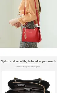 Détail de la structure interne du grand sac à main pour femme avec compartiments