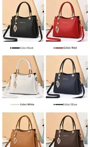 Vue détaillée en grille montrant le sac en cuir texturé en six options de couleurs variées