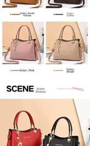 Plusieurs couleurs de sacs cabas à motif litchi avec pendentifs feuille et poignées