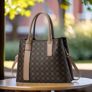 Women Vintage PU Leather Shoulder Bag Monogram Print Large Capacity Handbag Classic Western Retro Crossbody Tote Bag Daily Satchel