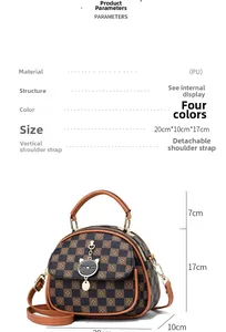 Detailed size chart and dimensions for the vintage monogram handbag with detachable strap