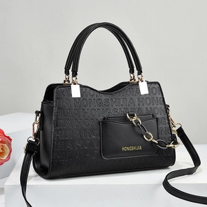 Sac à Épaule en Cuir PU Mode pour Femmes Gaufré de Lettres Sac à Main Avec Chaîne en Métal Grande Capacité Sac Bandoulière Quotidien