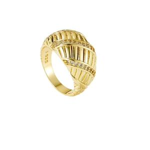 Minimalist croissant ridge ring in 925 sterling silver with sparkling zircon pavé