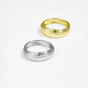 Minimalistischer Kupferring Mit 18K Gold Platin Beschichtung Doppelschicht Rillen Design Mode Geometrischer Ring Für Damen S925 Stempel Schmuck