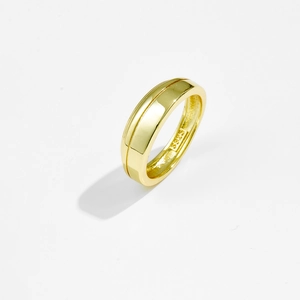 Minimalistischer S925 Sterlingsilber Ring vergoldet mit eleganter Nutverzierung