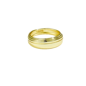 Minimalistischer S925 Sterling Silber Ring in Goldoptik mit eleganter Rillenstruktur