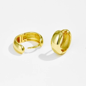 Polierte S925 Sterling Silber Chunky Gold Creolen mit sicherem Scharnierverschluss