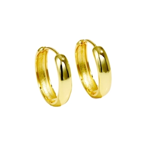 Minimalistische breite goldene Creolen mit poliertem Spiegel-Finish und Klappverschluss