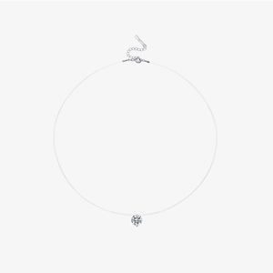Detail of S925 sterling silver hallmark on invisible fishing line necklace clasp