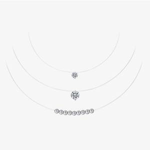 925 Sterling Silver Invisible Fishing Line Necklace Round Zirconia Pendant Minimalist Floating Clavicle Chain Jewelry For Women
