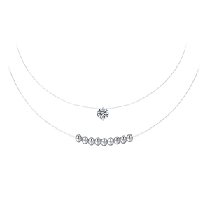 S925 sterling silver invisible mermaid tear necklace set with crystal and beads