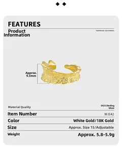 Dettaglio dell'anello in argento S925 con texture irregolare, altezza 9,3mm e peso 5,8g