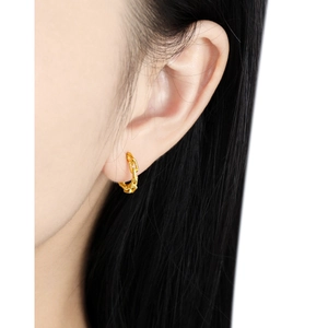 Minimalist S925 sterling silver gold chain link hoop earrings for women in daily style