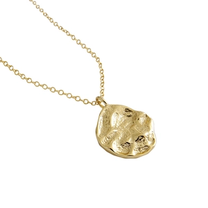 Collar de plata S925 dorada con colgante de textura de roca irregular minimalista