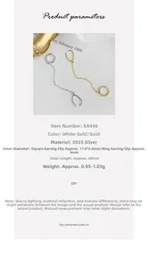 Makro-Detail von S925 Silber-Ohrringen mit geometrischer Kette in Weißgold und Gold