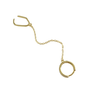 Minimalistisches Gold S925 Sterlingsilber Geometrisches Ohrring-Set mit dünner Gliederkette