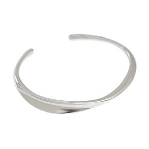 Minimalist S925 sterling silver open bangle with irregular geometric polished design