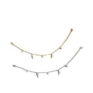 Bracciale croce in argento sterling S925 con nappe in zircone in oro e argento