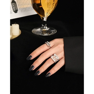 Minimalist S925 sterling silver hollow wide open rings for women on hand with artistic props