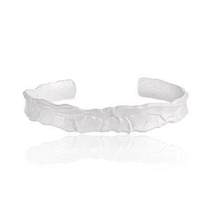 Bracciale Rigido Aperto in Argento Sterling 925 con Texture Irregolare per Donna Minimalista Finitura Martellata Placcato Oro 18K