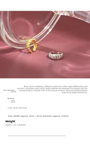 Makro-Detail von Earcuffs aus S925 Sterlingsilber mit gedrehter Textur in Gold und Silber