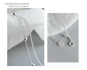 Vue détaillée de la chaîne à billes en argent sterling S925 avec fermoir poinçonné