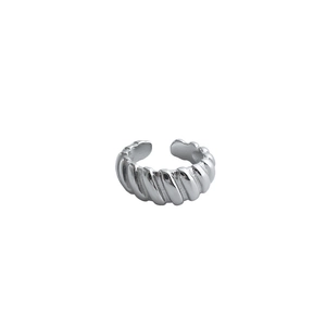Minimalistische S925 Sterling Silber Ohrmanschette mit gedrehtem Croissant-Design