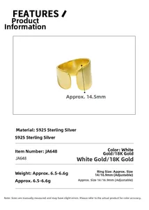 Detail of 14.5mm wide S925 silver irregular ring with matte 18K gold finish