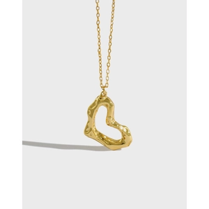 Halskette Aus 925er Sterlingsilber Mit Unregelmäßigem Geschmolzenem Herzanhänger Minimalistischer Schmuck Für Damen Platin Vergoldet