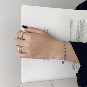 Minimalistisches S925 Sterlingsilber Kettenarmband und Ring Set für Damen und Herren