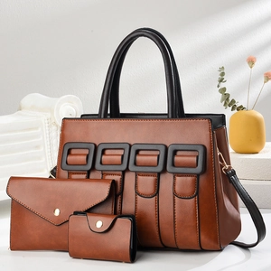 Borsa a Tracolla da Donna in Pelle PU Grande Tote Handbag Borsa a Busta E Porta Carte Daily Casual Vintage Borsa a Spalla