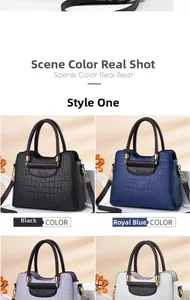 Detailgitter geprägter Krokodil-Handtaschen in Schwarz, Blau, Lila und Weiß für Damen