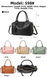 Detailed dimension guide and color selection for this large faux leather handbag