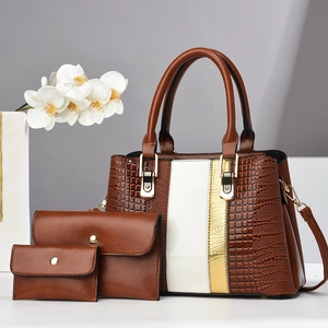 Women Crocodile Pattern PU Leather Handbag Envelope Clutch And Card Holder Large Capacity Crossbody Shoulder Bag Set