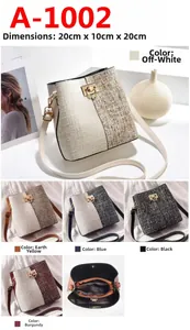 Détails du sac seau en tweed avec boucle métallique et compartiments, 20x10x20cm