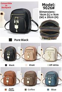 Mini multi-compartment leather backpack for women with cat-shaped hardware and six colors